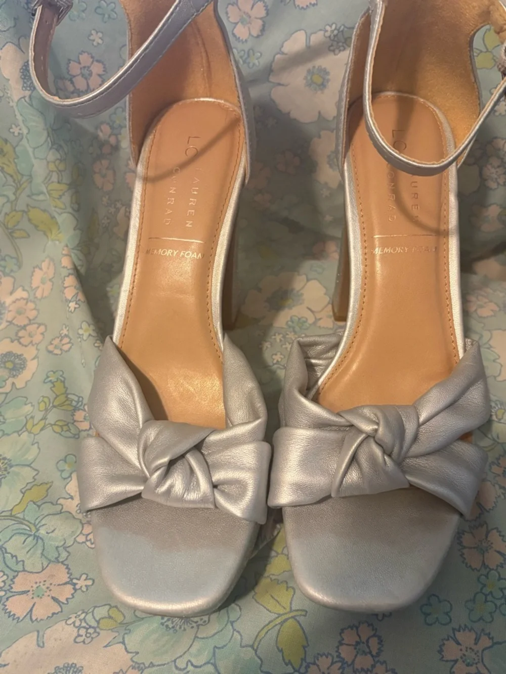Lauren Conrad Memory Foam Silver Knot Front Platform Sandals